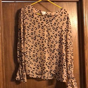 V-Neck Leopard Blouse Size L (A New Day, Target)